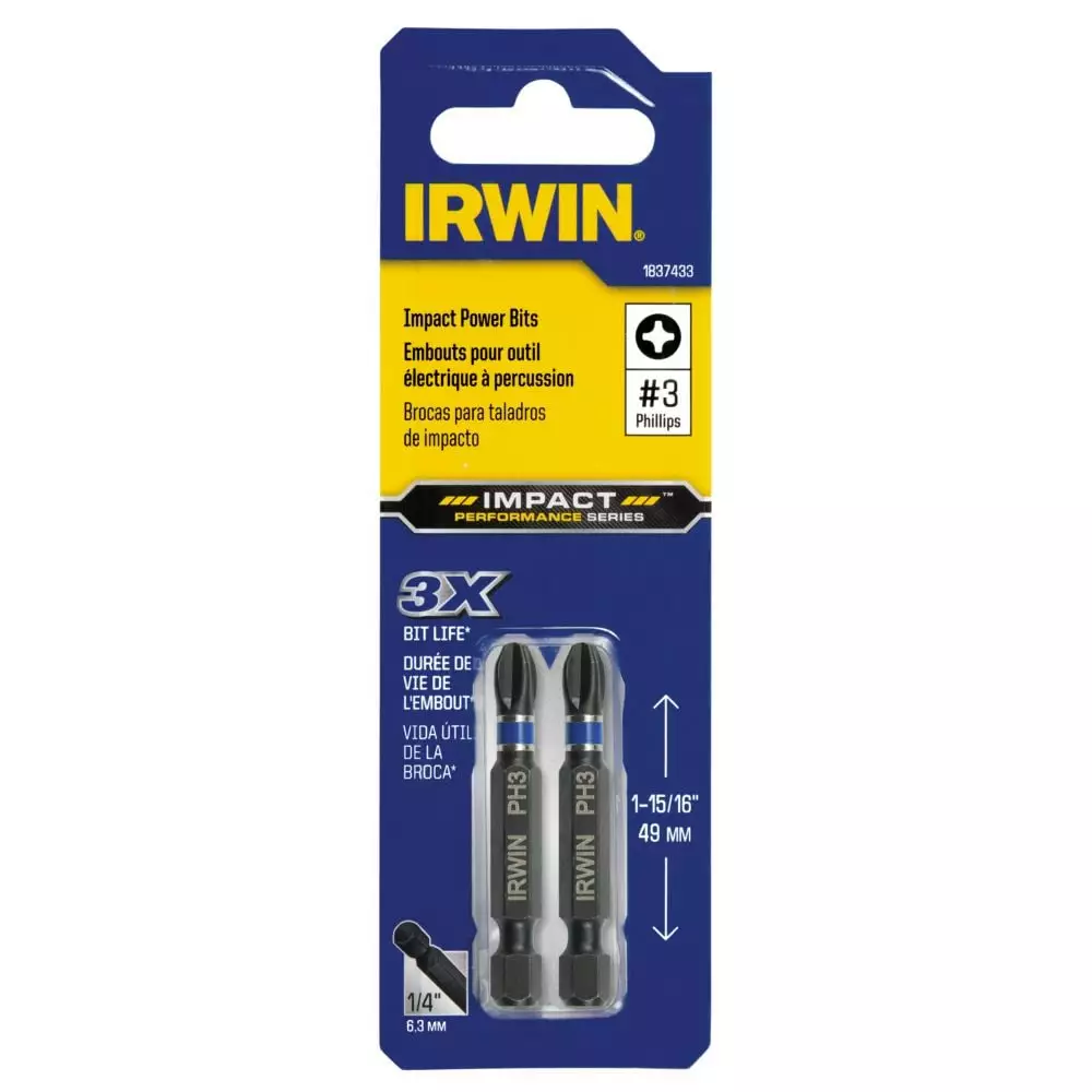 IRWIN Impact Driver Bits 2-Piece 1/4-in x 1-15/16-in Phillips Impact Driver Bit 3 IRWIN Impact Driver Bits 2-Piece 1/4-in x 1-15/16-in Phillips Impact Driver Bit