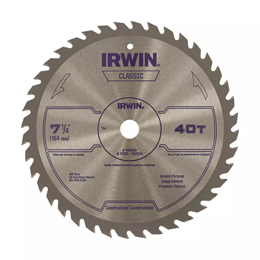IRWIN Circular Saw Blades Classic 7-1/4-in 40-Tooth Carbide Circular Saw Blade 3 IRWIN Circular Saw Blades Classic 7-1/4-in 40-Tooth Carbide Circular Saw Blade