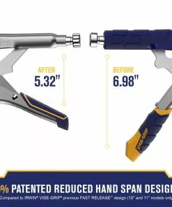 IRWIN VISE-GRIP Reduced Hand Span Fast Release 11-in Welding C-clamp Locking Pliers Swivel Tips -IRWIN Sales Store 09698432