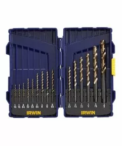 IRWIN Twist Drill Bits 15-Piece Assorted 6-in Gold Ferrous Coated Hss Twist Drill Bit Set