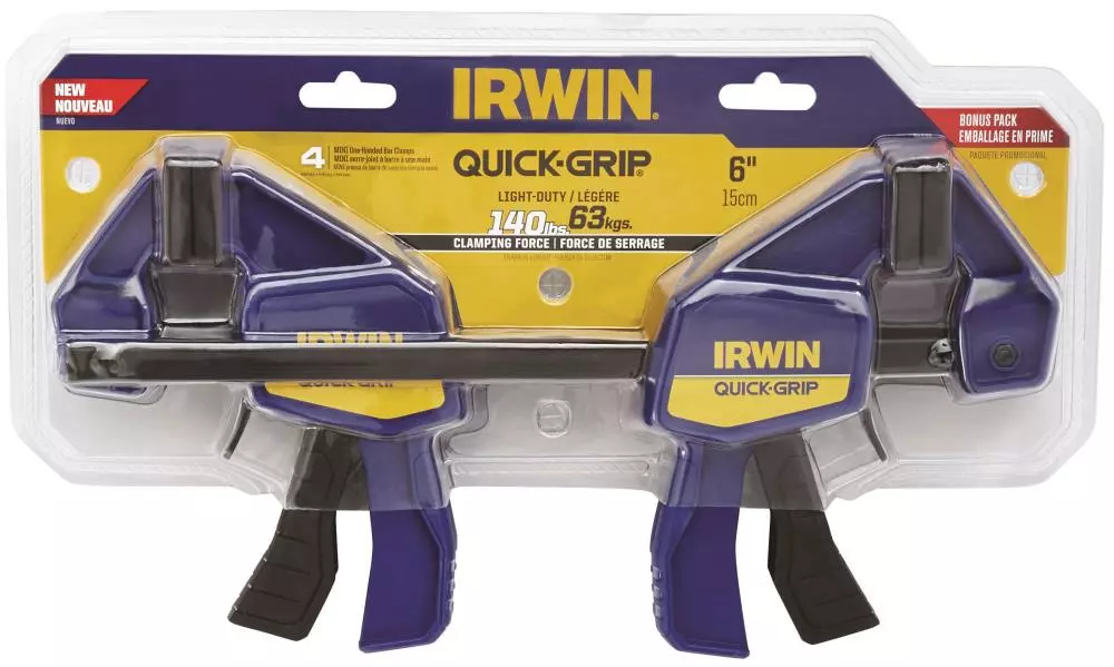 IRWIN Clamps QUICK-GRIP 4-Pack 6-in Medium-Duty One Handed Bar Clamp 4 IRWIN Clamps QUICK-GRIP 4-Pack 6-in Medium-Duty One Handed Bar Clamp - Image 2