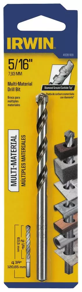 IRWIN Masonry Drill Bits Multi-Material x 4-3/4-in Carbide Masonry Drill Bit for Rotary Drill 3 IRWIN Masonry Drill Bits Multi-Material x 4-3/4-in Carbide Masonry Drill Bit for Rotary Drill
