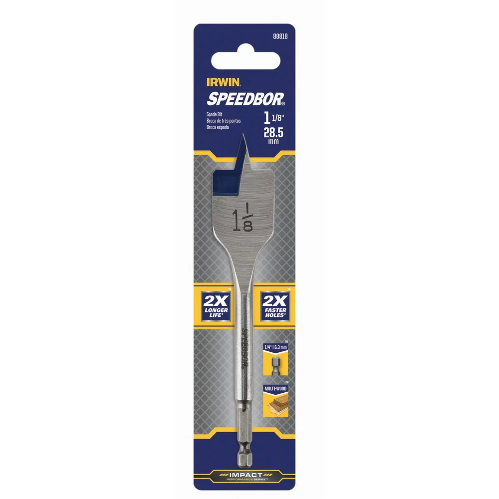 IRWIN Woodboring Drill Bits Standard length 1-1/8-in Woodboring Spade Drill Bit 3 IRWIN Woodboring Drill Bits Standard length 1-1/8-in Woodboring Spade Drill Bit