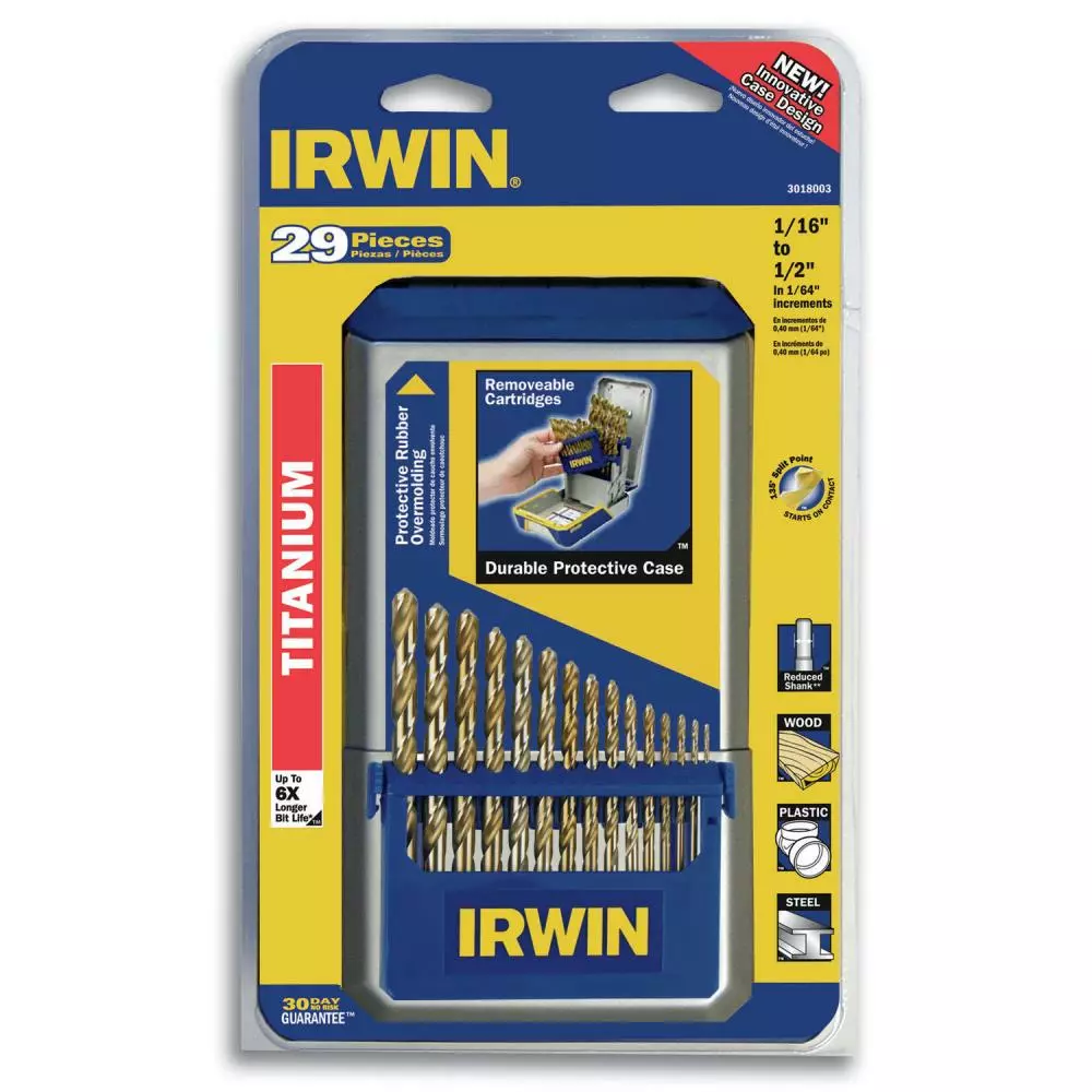 IRWIN Twist Drill Bits 29-Piece Assorted x Set Titanium Twist Drill Bit Set 6 IRWIN Twist Drill Bits 29-Piece Assorted x Set Titanium Twist Drill Bit Set - Image 4