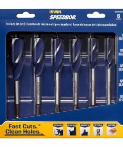 IRWIN Woodboring Drill Bits Speedbor 6-Piece Assorted Woodboring Tri-flute Drill Bit Set