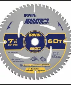 IRWIN Circular Saw Blades Irwin Marathon Small Diameter Saw Blades Marathon 7-1/4-in 60-Tooth Tungsten Carbide-tipped Steel Circular Saw Blade