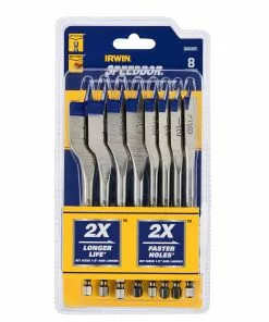 IRWIN Woodboring Drill Bits 8-Piece Assorted Woodboring Spade Drill Bit Set
