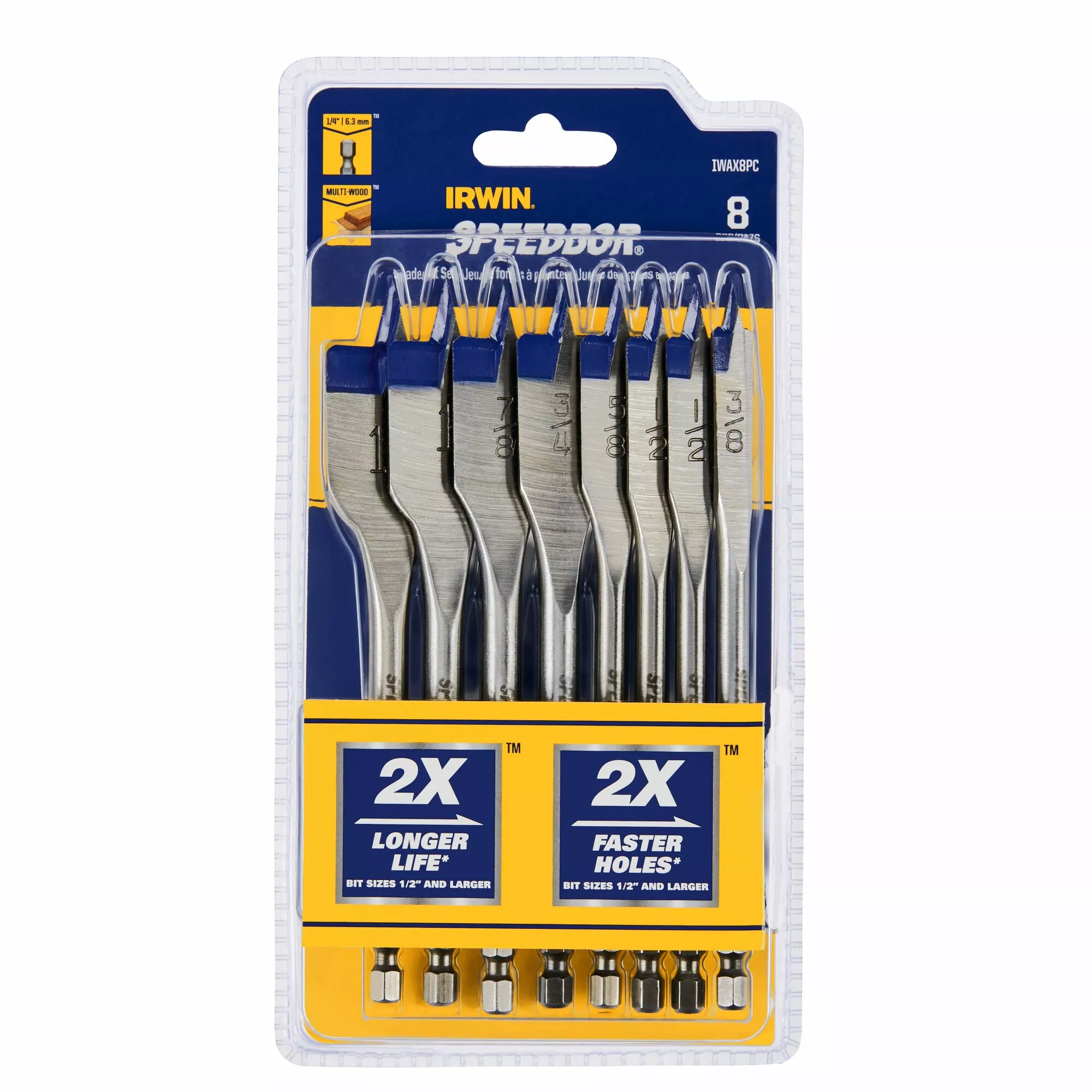 IRWIN Woodboring Drill Bits 8-Piece Assorted Woodboring Spade Drill Bit Set 3 IRWIN Woodboring Drill Bits 8-Piece Assorted Woodboring Spade Drill Bit Set